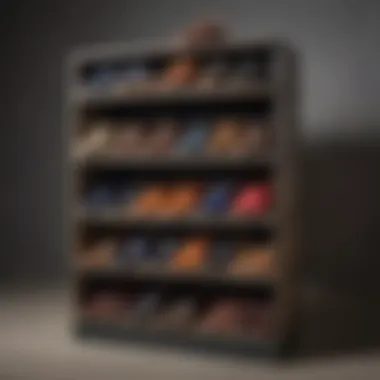 Stacked Footwear Different types of shoes neatly stacked in a box