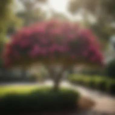 Beautiful Crepe Myrtle in a Residential Garden A well-maintained garden showcasing the beauty of crepe myrtle before removal.