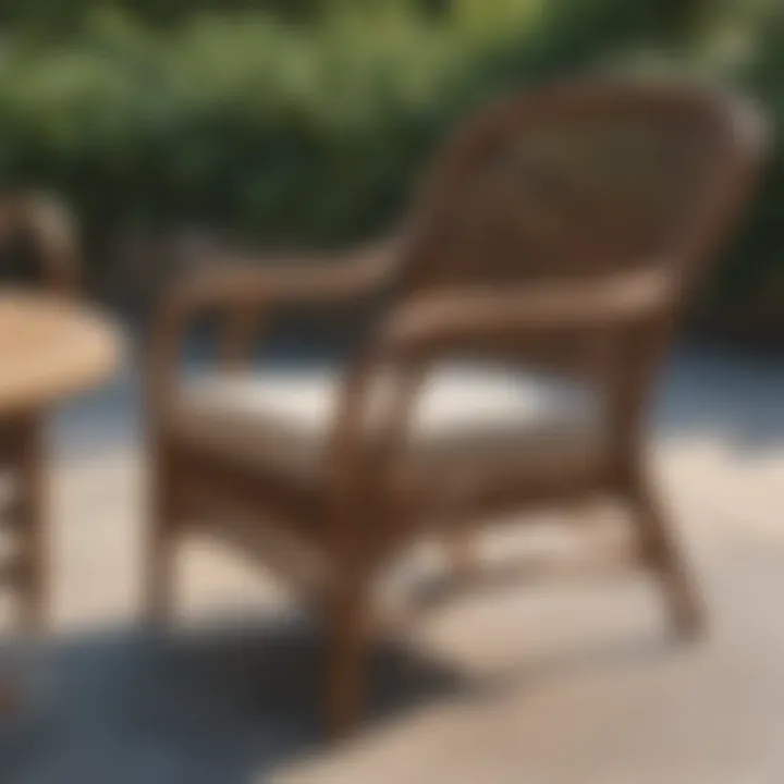 Before and after comparison of restored outdoor wicker furniture