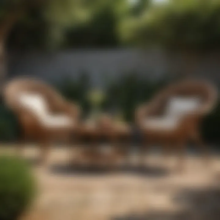 Vibrant outdoor setting showcasing beautifully restored wicker furniture