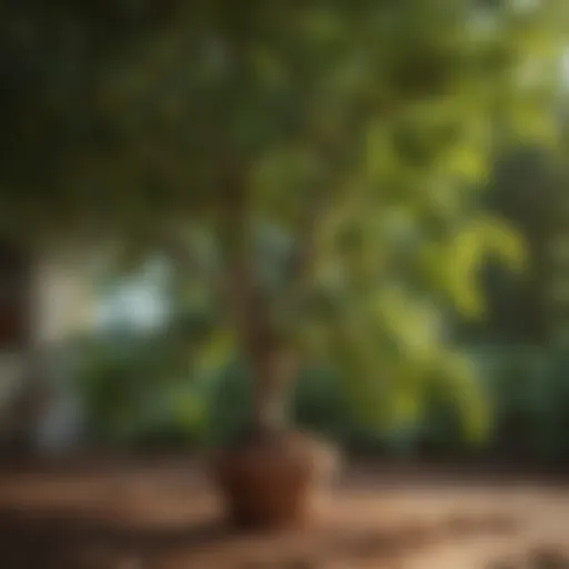 Healthy avocado tree with lush green leaves