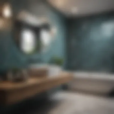 Modern Bathroom Aesthetics A beautifully tiled bathroom wall reflecting modern design