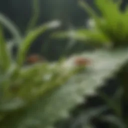 Aphid infestation on vegetable leaves