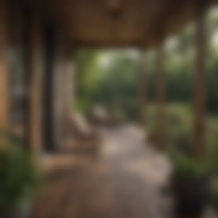 Sustainable materials used in a modern back porch design.