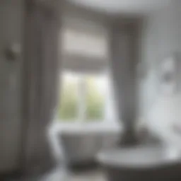 Elegant fabric window treatment in a modern bathroom