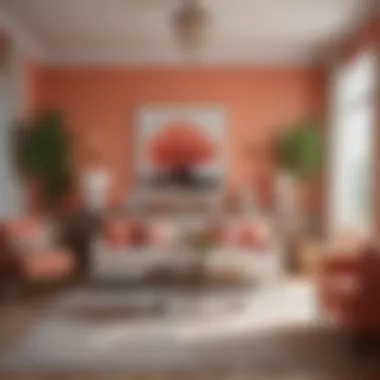 A bright and airy living room showcasing coral accents