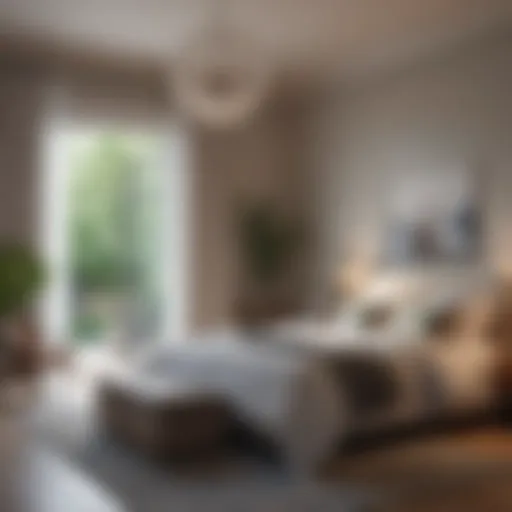 A serene bedroom with calming color palette