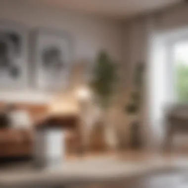 Air Purifier in a Large Living Room Spacious living room with an air purifier in the corner