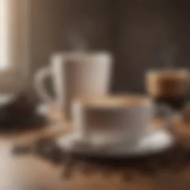Assorted coffee beans and freshly brewed cup of coffee