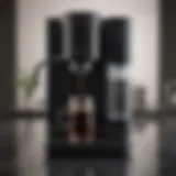 Elegant coffee maker with sleek design and integrated water filter