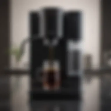 Elegant coffee maker with sleek design and integrated water filter