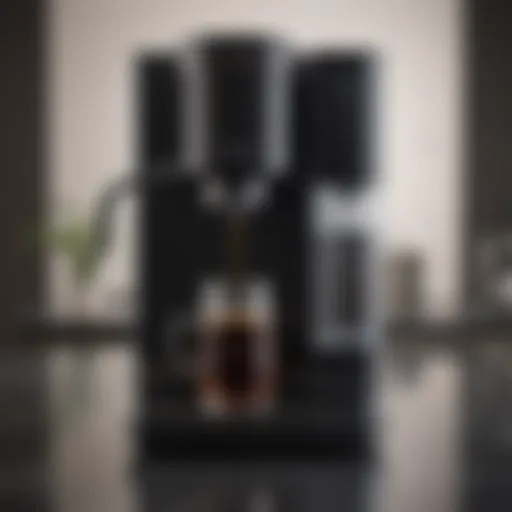 Elegant coffee maker with sleek design and integrated water filter