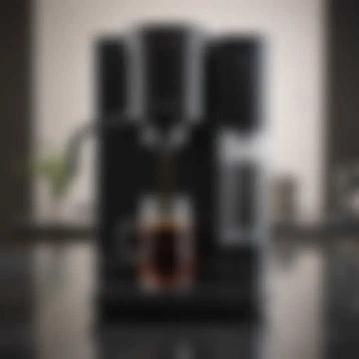 Elegant coffee maker with sleek design and integrated water filter
