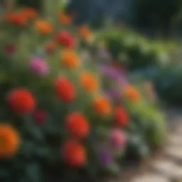 Vibrant cut flowers blooming in a garden