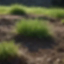 Vibrant green grass emerging from soil