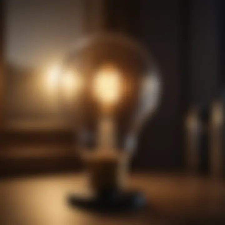 Incandescent bulb casting warm light in a dim setting