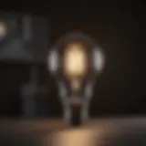 LED light bulb illuminating a dark room