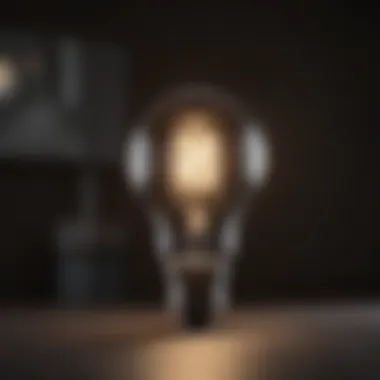 LED Light Bulb Brightness in a Dark Space LED light bulb illuminating a dark room