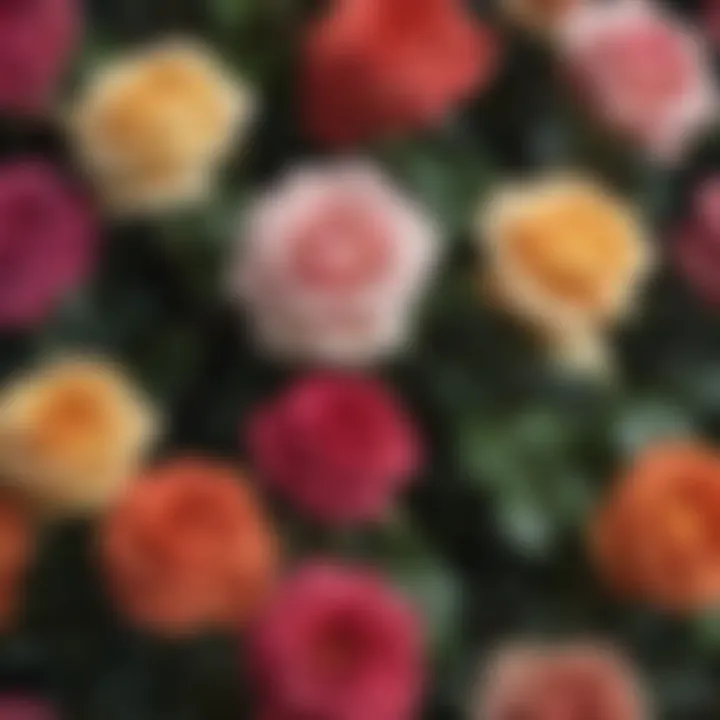 A variety of roses showcasing colors and textures