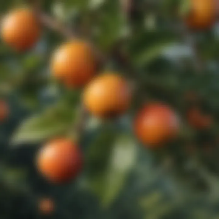 Close-up of ripe fruit on self-pollinating tree