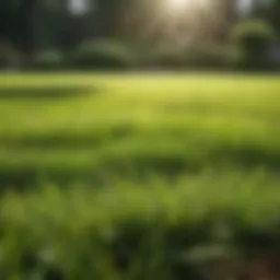 Lawn under bright sunlight showcasing vibrant green grass