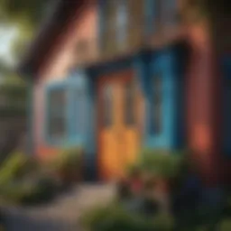 Exterior of a beautifully painted house showcasing vibrant colors