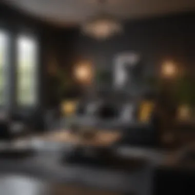 Warm and Inviting Black Living Room Cozy black-themed space with warm lighting