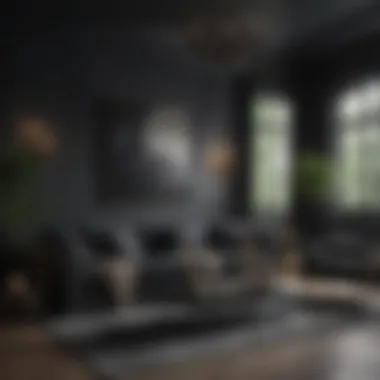 Sophisticated Black Living Room Design Elegant black living room with contrasting decor