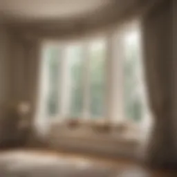 Elegant bow window adorned with sheer drapes