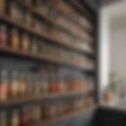 Elegant spice rack showcasing a variety of containers