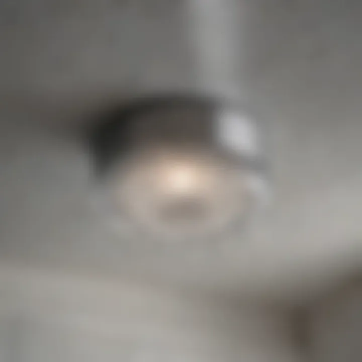 Close-up of water-resistant ceiling light suitable for bathrooms