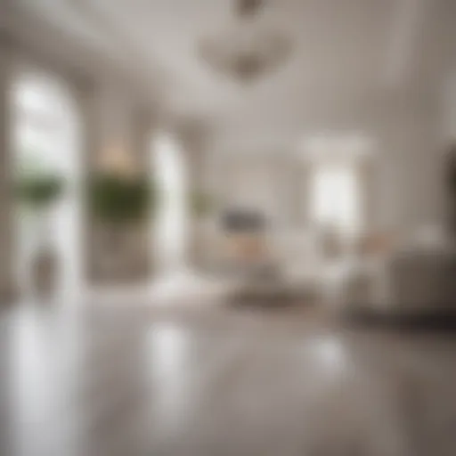 Elegant living room showcasing white cabinets with coordinated flooring