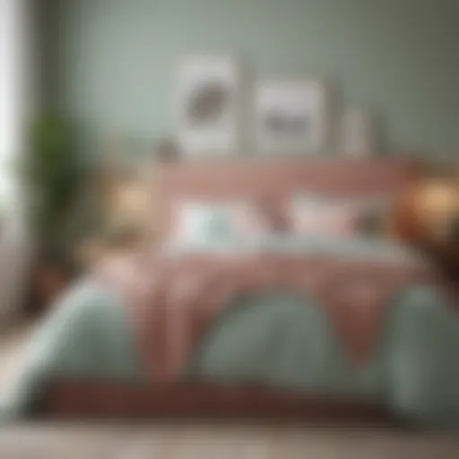 A serene bedroom with soft pastel wall colors promoting relaxation