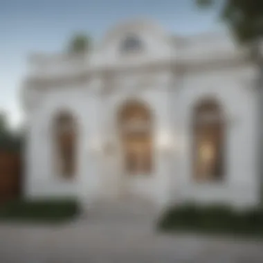 An elegant exterior facade painted in classic white