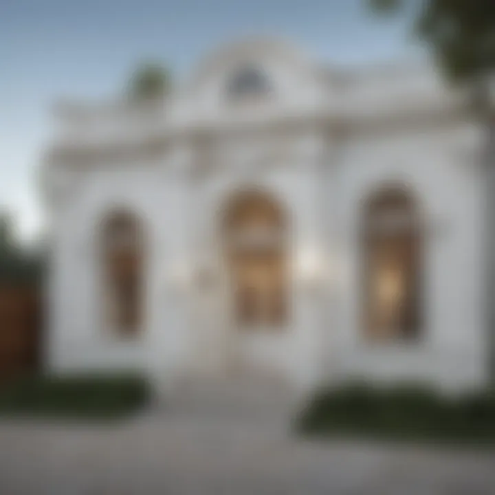 An elegant exterior facade painted in classic white
