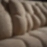 Close-up of a soft fabric couch highlighting texture