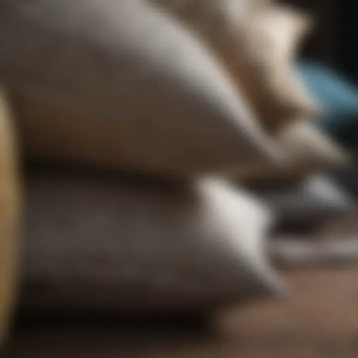 Close-up of different fabric types for pillows