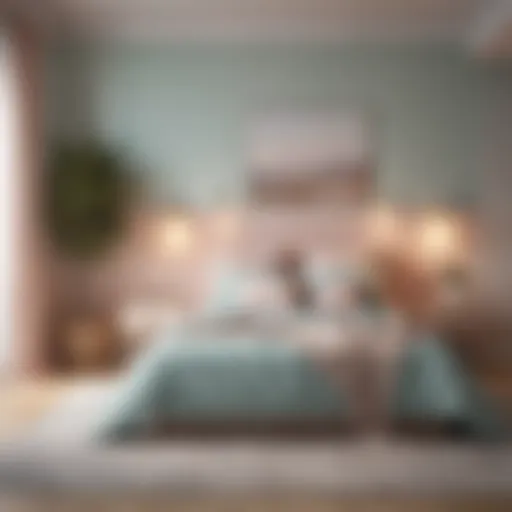 Calm bedroom painted in soothing pastel colors