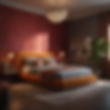 Rich Colors Enhanced by Ambient Lighting Stylish bedroom with rich colors and ambient lighting