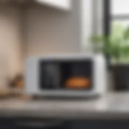 A stylish compact microwave air fryer combo on a kitchen counter