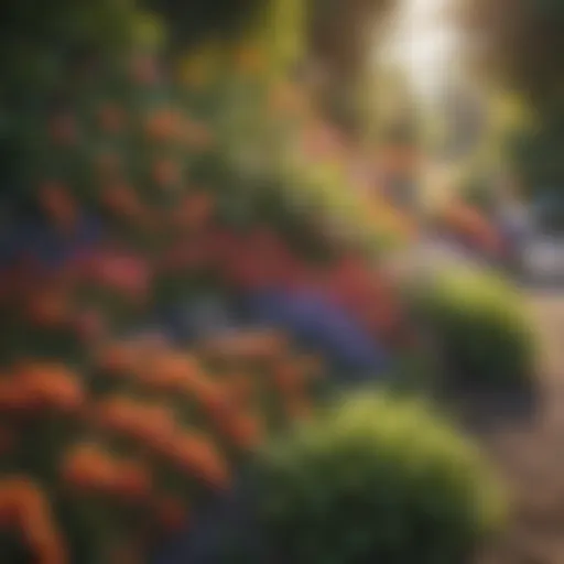 A beautifully designed perennial border showcasing a variety of colorful blooms.