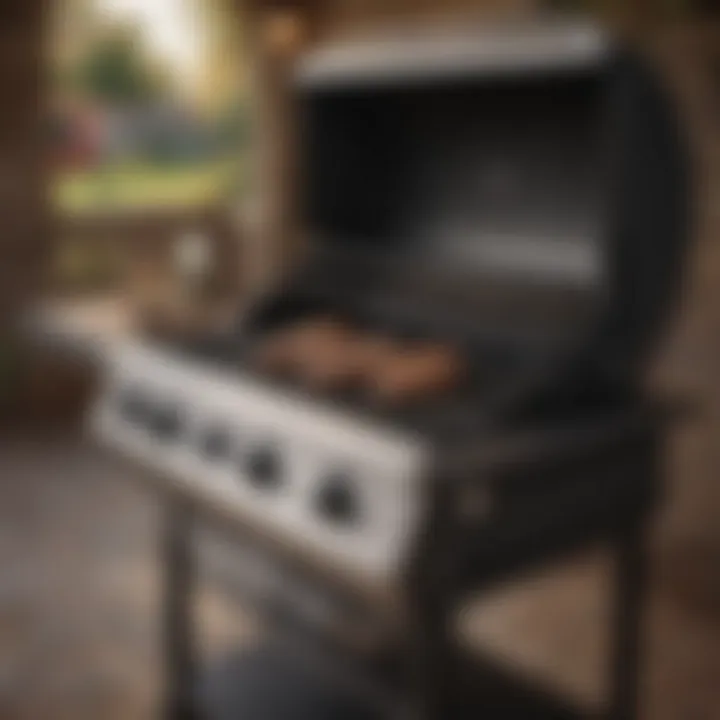 Close-up of gas grill features showcasing portability and design