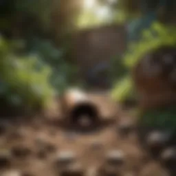Mole tunnels in a backyard