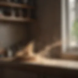 Dust particles settling on a shelf