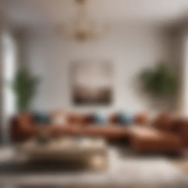 Spacious Big Couch with Elegant Decor Spacious big couch paired with elegant decor elements