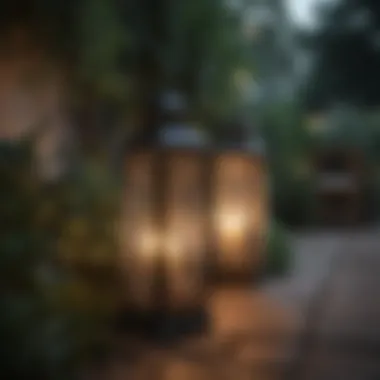 Decorative Lanterns in a Tranquil Setting Decorative lanterns creating a cozy outdoor atmosphere