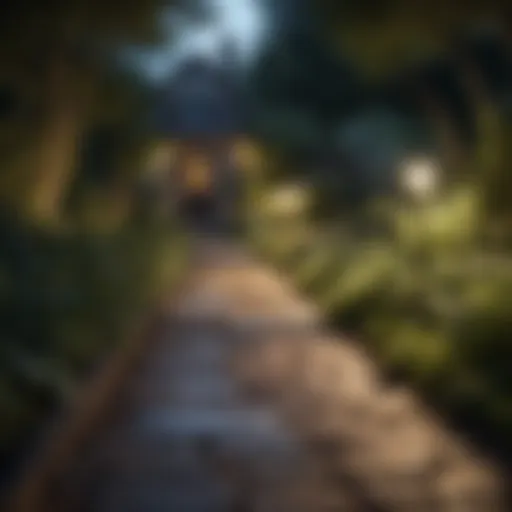 Elegant pathway lighting enhancing outdoor ambiance
