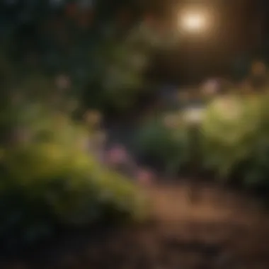 Solar Lights Highlighting Floral Beauty Solar garden lights illuminating a flower bed