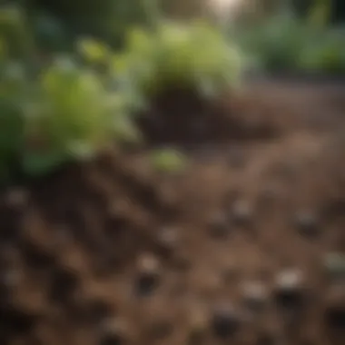 Close-up of soil samples being analyzed for garden planning.