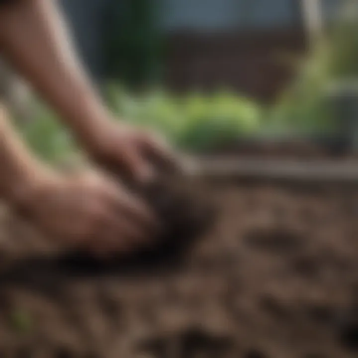 Healthy soil mixture ready for planting in a raised garden box